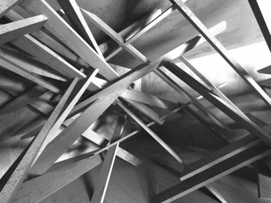 Geometrik beton mimari arka plan. 3D render illüstrasyon