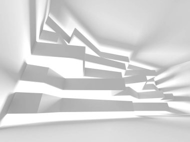 Beyaz Mimarlık inşaat Modern iç arka plan. 3D render illüstrasyon