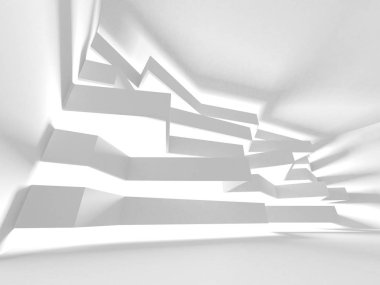 Soyut modern beyaz mimari arka planı. 3d resimleme