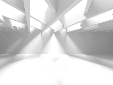 Soyut modern beyaz mimari arka planı. 3d resimleme