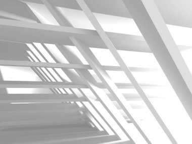 Soyut modern beyaz mimari arka planı. 3d resimleme