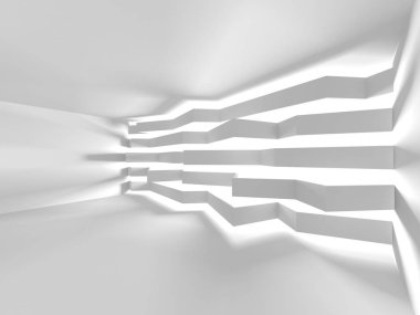 Fütüristik beyaz mimari tasarım arka plan. 3D render illüstrasyon