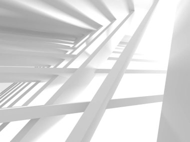 Fütüristik beyaz mimari tasarım arka plan. 3D render illüstrasyon