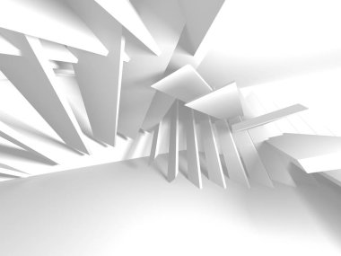 Fütüristik beyaz mimari tasarım arka plan. 3D render illüstrasyon