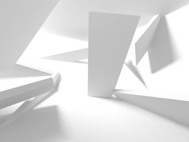Fütüristik beyaz mimari tasarım arka plan. 3D render illüstrasyon