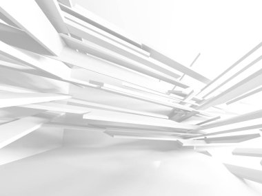 Beyaz Mimarlık inşaat Modern iç arka plan. 3D render illüstrasyon