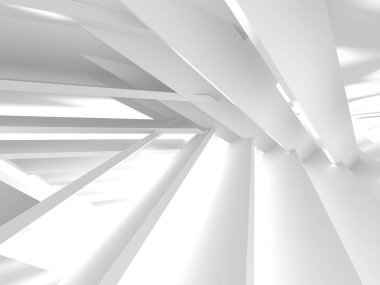 Beyaz Mimarlık inşaat Modern iç arka plan. 3D render illüstrasyon
