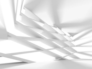 Beyaz Mimarlık inşaat Modern iç arka plan. 3D render illüstrasyon