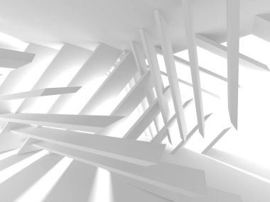Soyut modern beyaz mimari arka planı. 3d resimleme