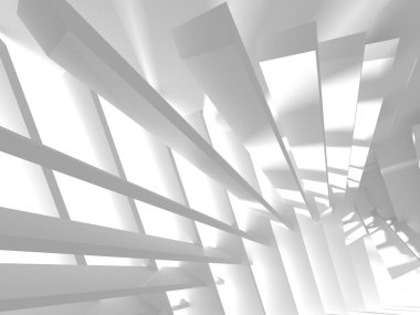 Fütüristik beyaz mimari tasarım arka plan. 3D render illüstrasyon