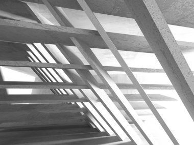 Beton mimari arka plan. Soyut boş karanlık oda. 3D render illüstrasyon