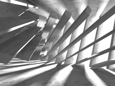 Beton mimari arka plan. Soyut boş karanlık oda. 3D render illüstrasyon