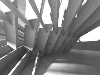 Beton mimari arka plan. Soyut boş karanlık oda. 3D render illüstrasyon