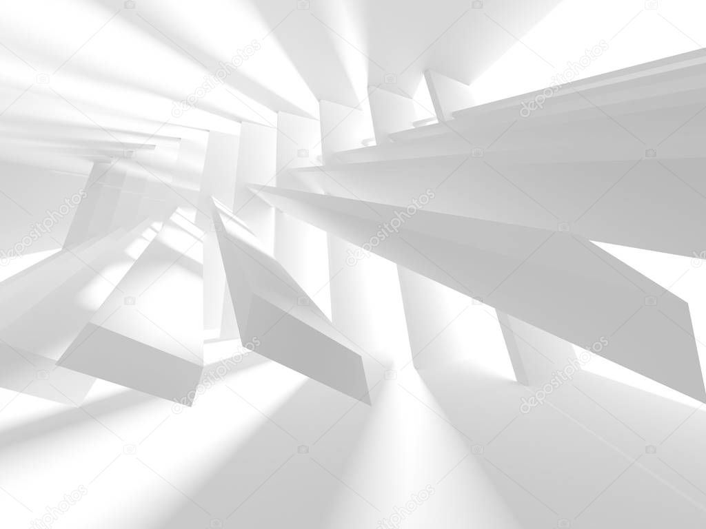 Futuristic White Architecture Design Background. 3d Render Illustration