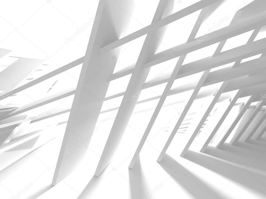 Abstract Modern White Architecture Background. 3d Render Illustration