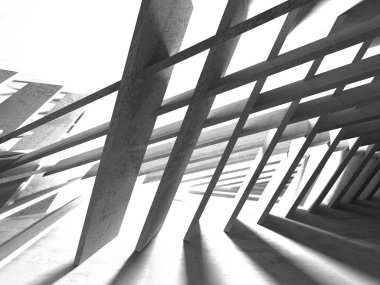 Beton mimari arka plan. Soyut boş karanlık oda. 3D render illüstrasyon