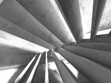 Beton mimari arka plan. Soyut boş karanlık oda. 3D render illüstrasyon