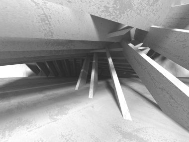 Beton mimari arka plan. Soyut boş karanlık oda. 3D render illüstrasyon