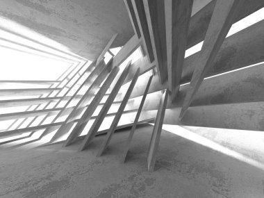 Geometrik beton mimari arka plan. 3D render illüstrasyon