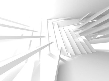 Soyut modern beyaz mimari arka planı. 3d resimleme