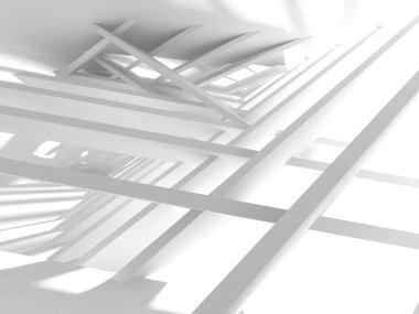 Soyut modern beyaz mimari arka planı. 3d resimleme