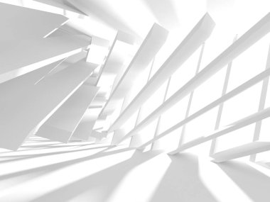 Soyut modern beyaz mimari arka planı. 3d resimleme