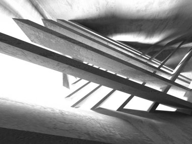 Geometrik beton mimari arka plan. 3D render illüstrasyon