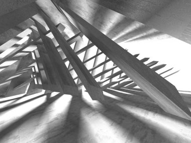 Geometrik beton mimari arka plan. 3D render illüstrasyon