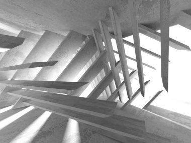 Geometrik beton mimari arka plan. 3D render illüstrasyon
