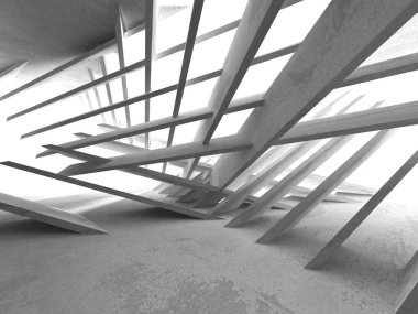 Karanlık beton boş oda. Modern mimari tasarım. Kentsel dokulu arka plan. 3D render illüstrasyon