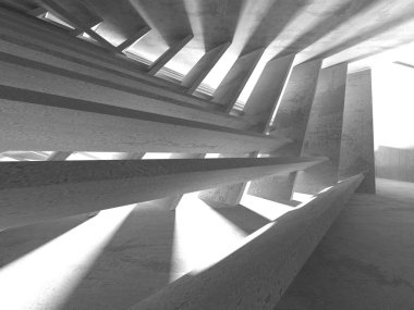 Geometrik beton mimari arka plan. 3D render illüstrasyon