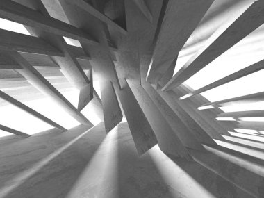 Geometrik beton mimari arka plan. 3D render illüstrasyon