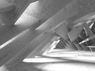 Geometrik beton mimari arka plan. 3D render illüstrasyon