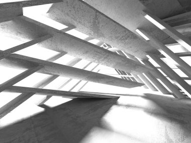 Geometrik beton mimari arka plan. 3D render illüstrasyon