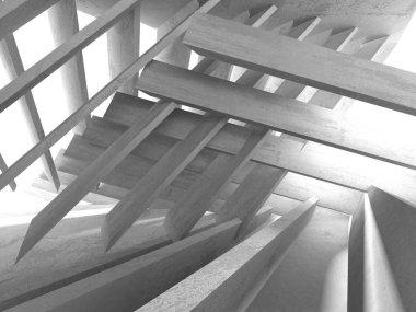 Geometrik beton mimari arka plan. 3D render illüstrasyon