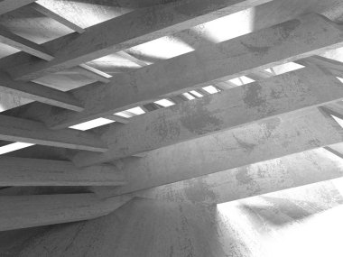 Beton mimari arka plan. Soyut boş karanlık oda. 3D render illüstrasyon