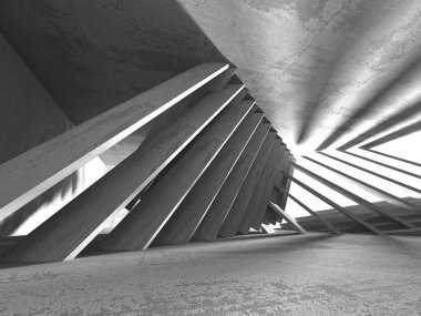 Beton mimari arka plan. Soyut boş karanlık oda. 3D render illüstrasyon