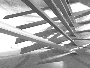 Karanlık beton boş oda. Modern mimari tasarım. Kentsel dokulu arka plan. 3D render illüstrasyon