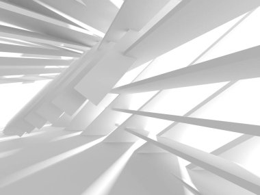 Fütüristik beyaz mimari tasarım arka plan. 3D render illüstrasyon
