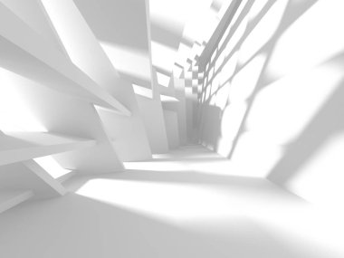 Fütüristik beyaz mimari tasarım arka plan. 3D render illüstrasyon