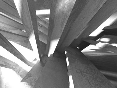 Karanlık Bodrum boş odası iç. Beton duvarlar. Mimari arka plan. 3D render illüstrasyon