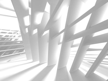 Beyaz Mimarlık inşaat Modern iç arka plan. 3D render illüstrasyon