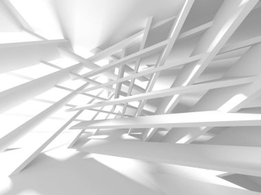 Beyaz Mimarlık inşaat Modern iç arka plan. 3D render illüstrasyon