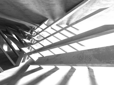 Geometrik beton mimari arka plan. 3D render illüstrasyon