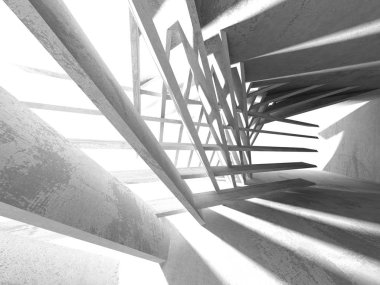 Geometrik beton mimari arka plan. 3D render illüstrasyon