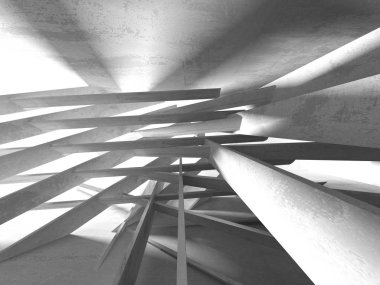 Geometrik beton mimari arka plan. 3D render illüstrasyon