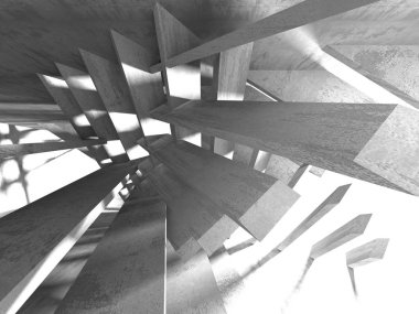 Geometrik beton mimari arka plan. 3D render illüstrasyon