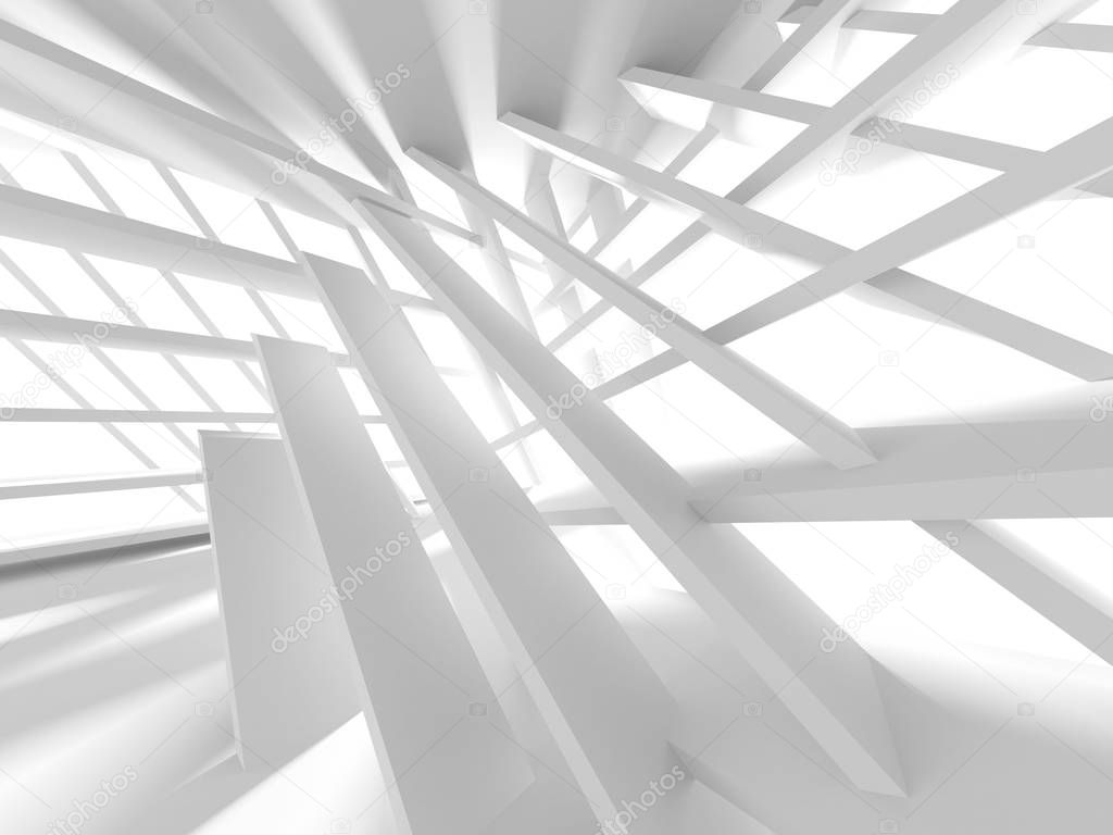 White Architecture Construction Modern Interior Background. 3d Render Illustration