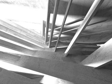 Geometrik beton mimari arka plan. 3D render illüstrasyon