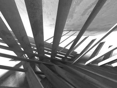 Beton mimari arka plan. Soyut boş karanlık oda. 3D render illüstrasyon